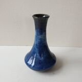 Vase soliflore bleu en céramique (grès de Puisaye) signé Aristide Mallet ?