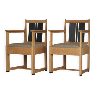 Art Deco Oak Armchairs by Henk Wouda, 1920s, Set of 2