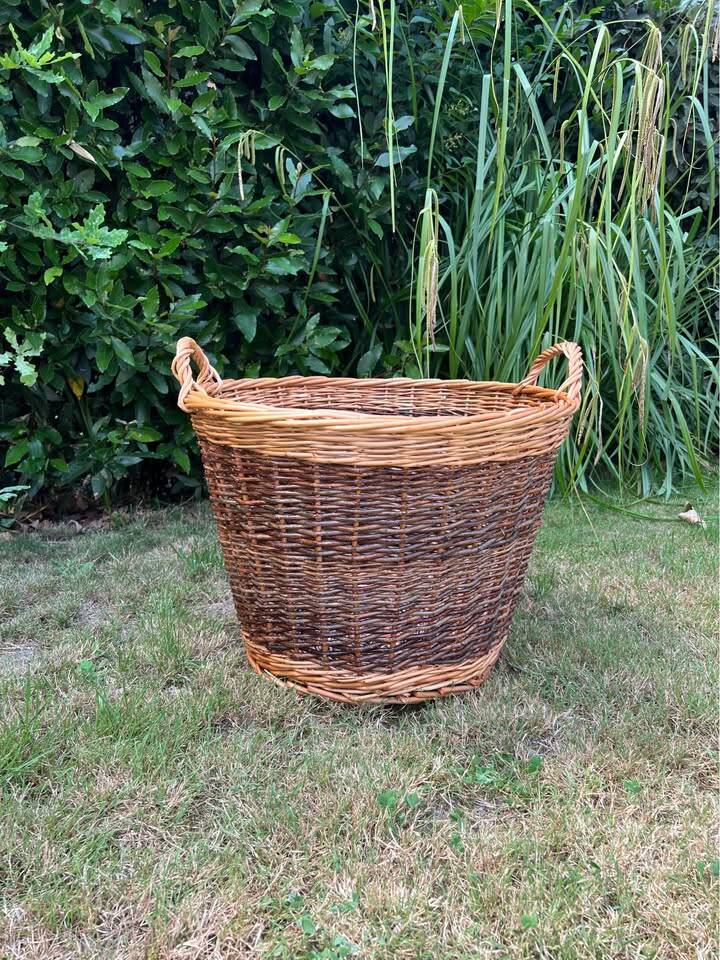 Large antique hand-woven wicker basket