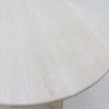 Large Italian Modern Round Travertine Dining Table 1970s