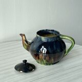 Numbered ceramic teapot, Belgian pottery style.