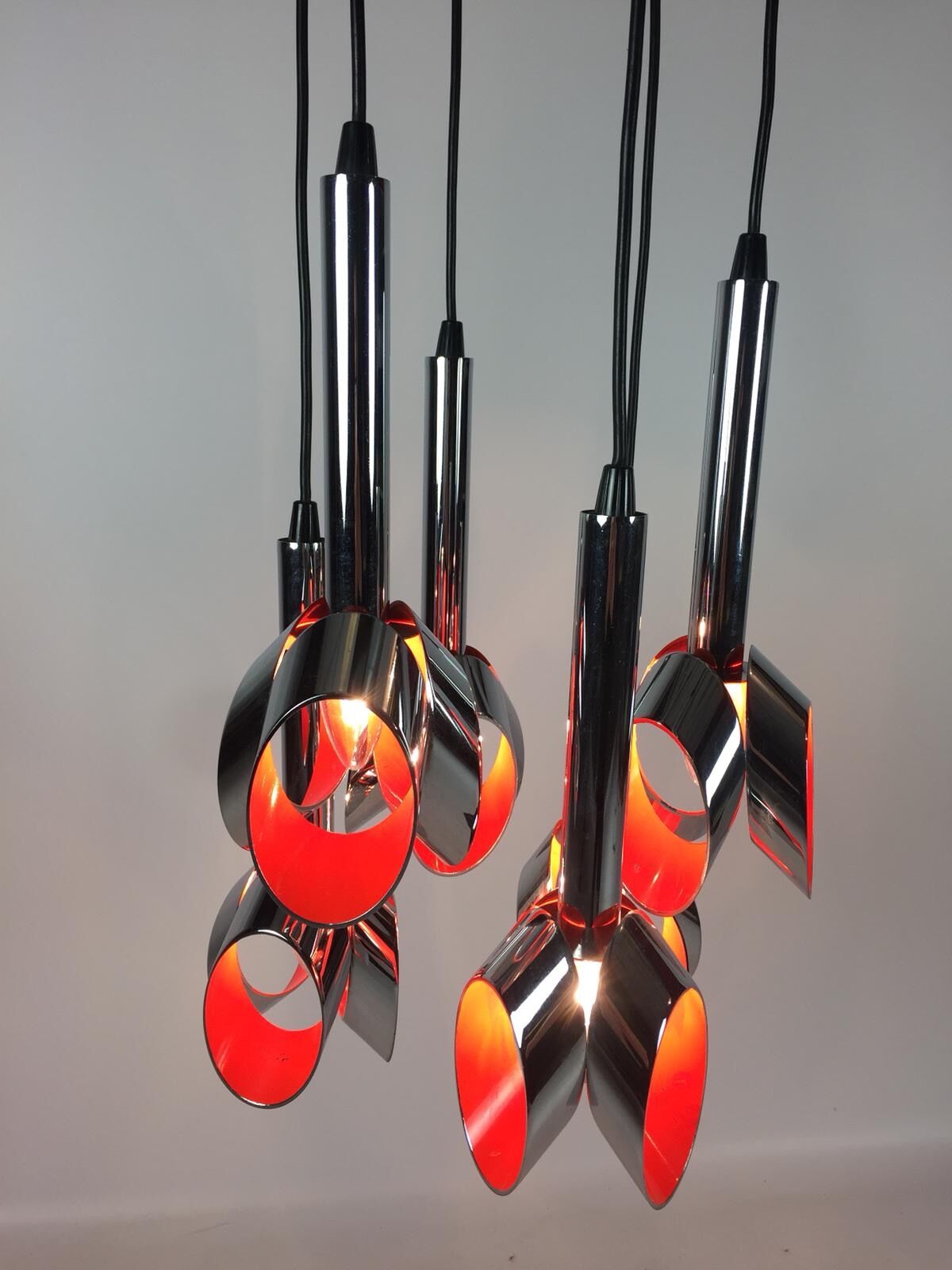 Chromed Metal Ceiling Lamp by RAAK, Amsterdam, 1960's