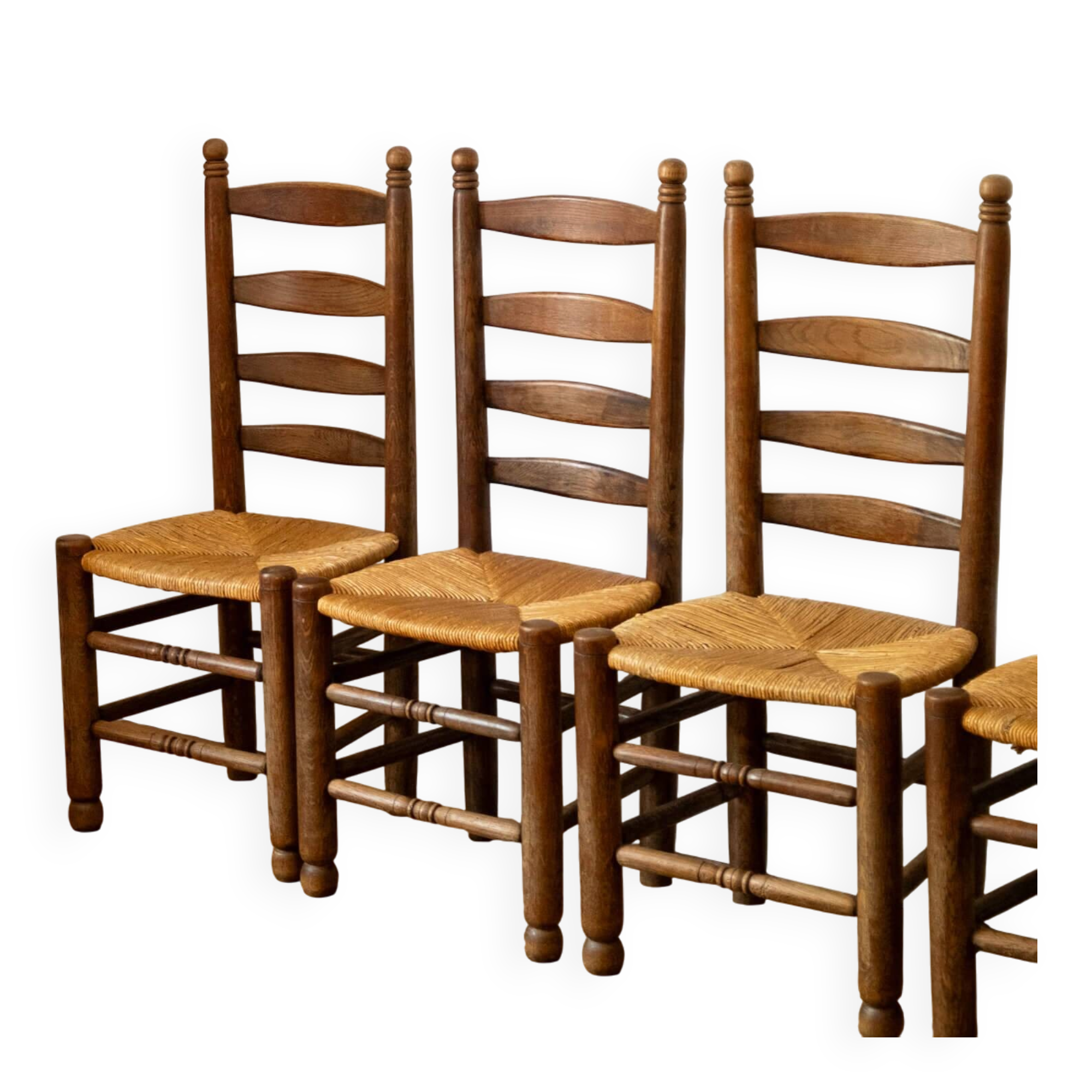 Brutalist straw chairs - Dlg Charles Dudouyt, early 20th century