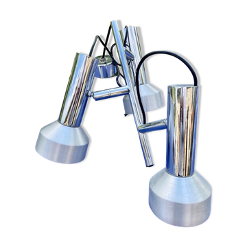 Lustre plafonnier suspension 3 spots aluminium 1970