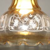 Vintage French signed Vianne amber glass ceiling light with floral decoration 4523