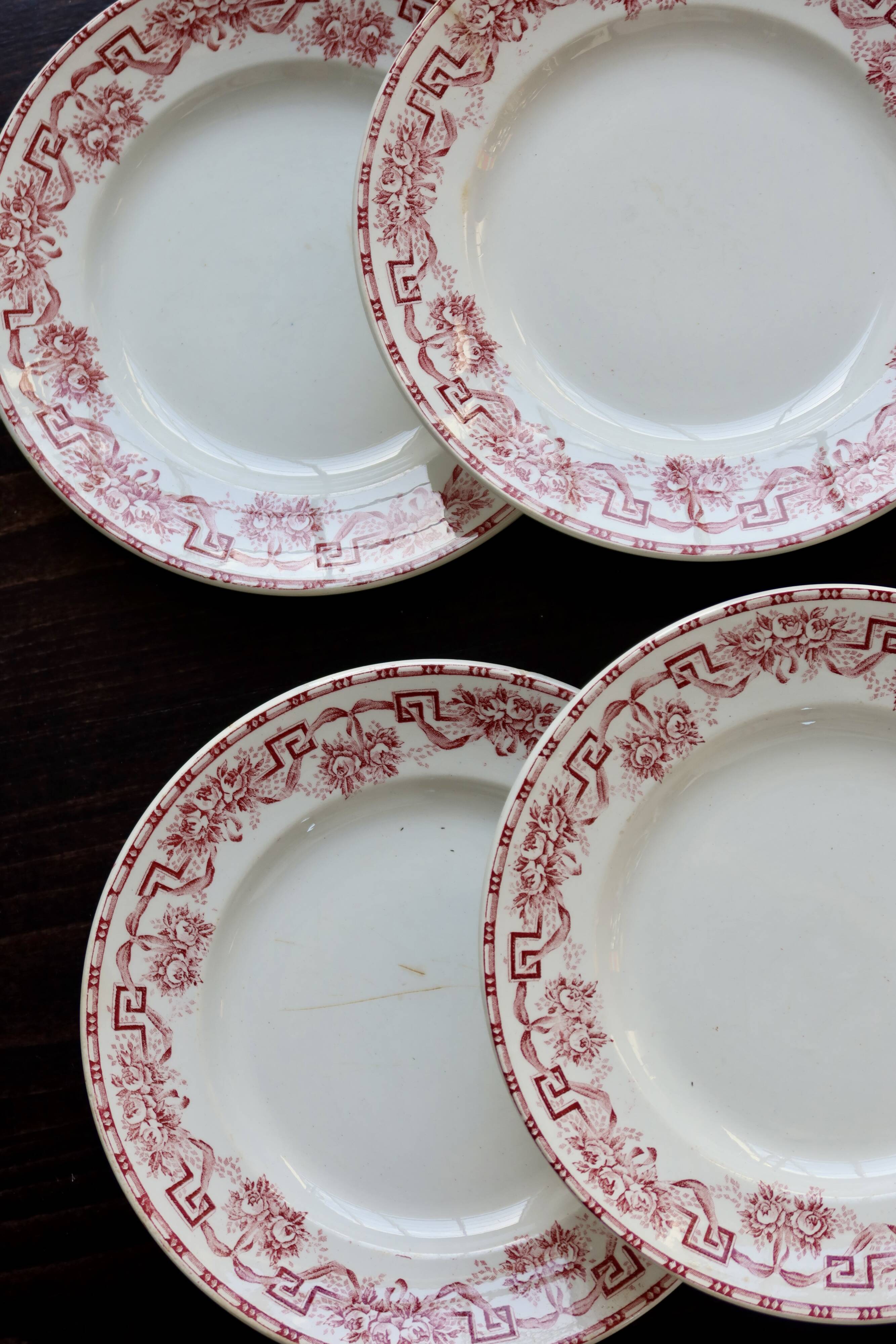 6 vintage ironstone dinner plates - Moulin des Loups - Athens pattern