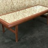 Table en teck table basse design danois avec miroir années 60