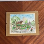 Vintage Montmartre watercolor