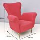 Wingback Red Cotton Armchair with Brass Feet, Italy