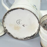 Enamelled tole coffee maker with blue flowers