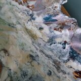 Iridescent enamelled leaf catchall, signed Gfredy.