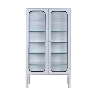 Cabinet médical fer et verre vintage années 1970