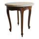 Round coffee table - Carved wood - White veined marble - Regency/Louis XV style