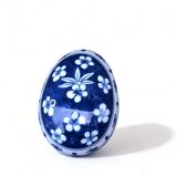 Ceramic egg box 13cm candy box hand painted 1930 floral flower pattern old vintage jewelry