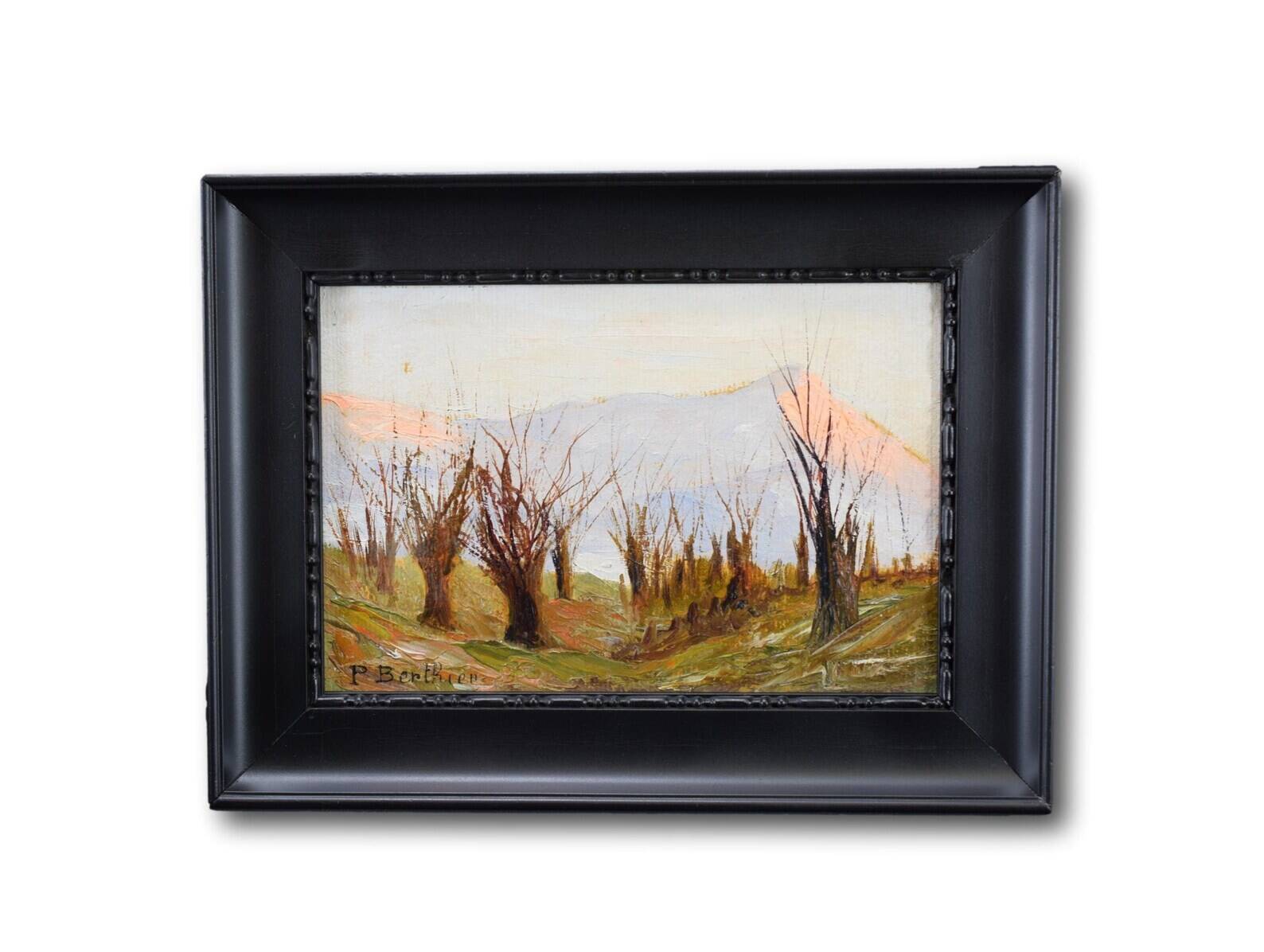 Old Winter Landscape Painting Signed Paul Berthier 1900