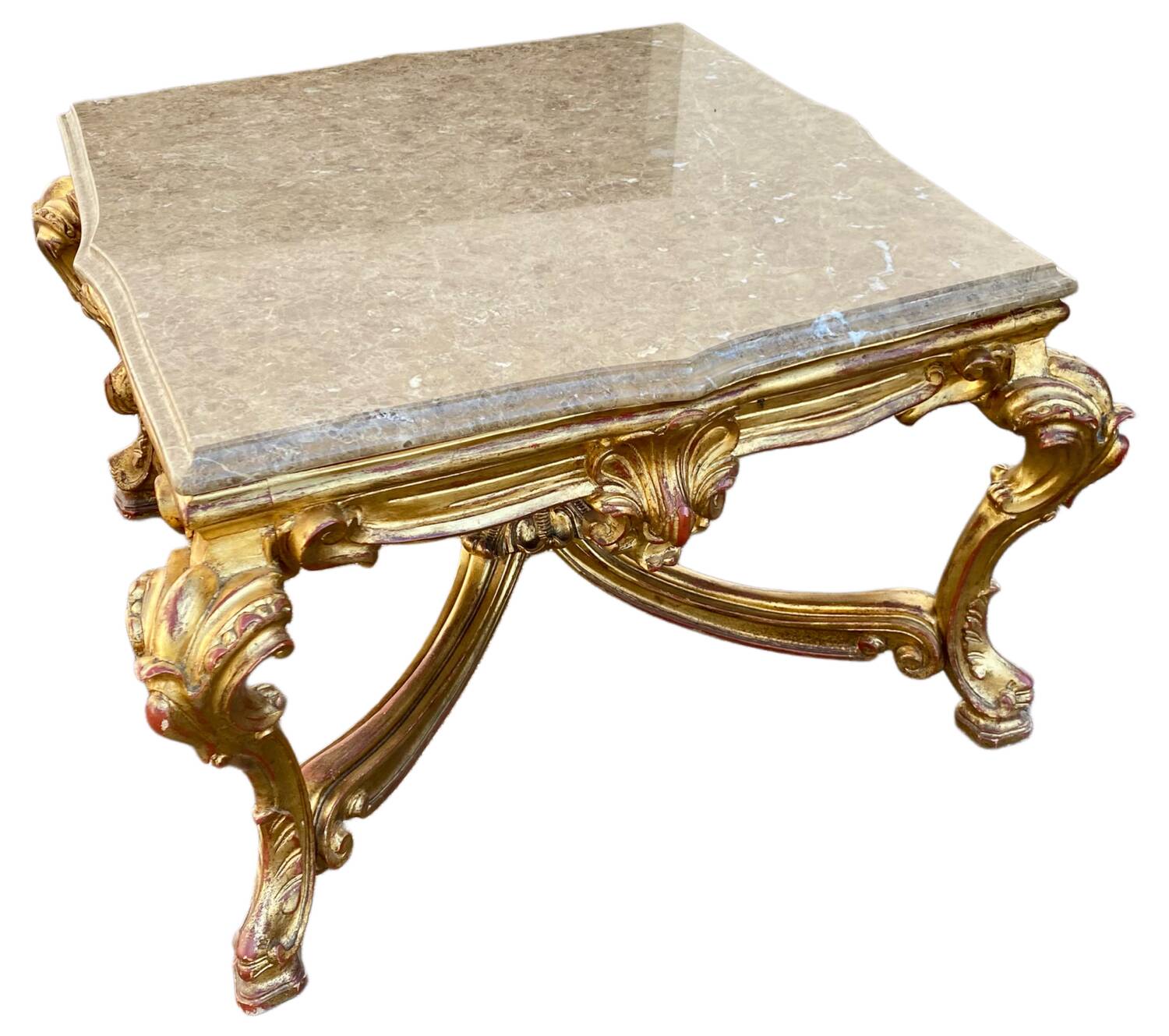 Table de milieu en bois doré table basse Louis XVI
