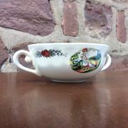 Rare set of 12 bowls with 2 handles Obernai Sarreguemines Lux