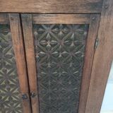 Trypic mirror, with tablet. Velvet and openwork metal braces