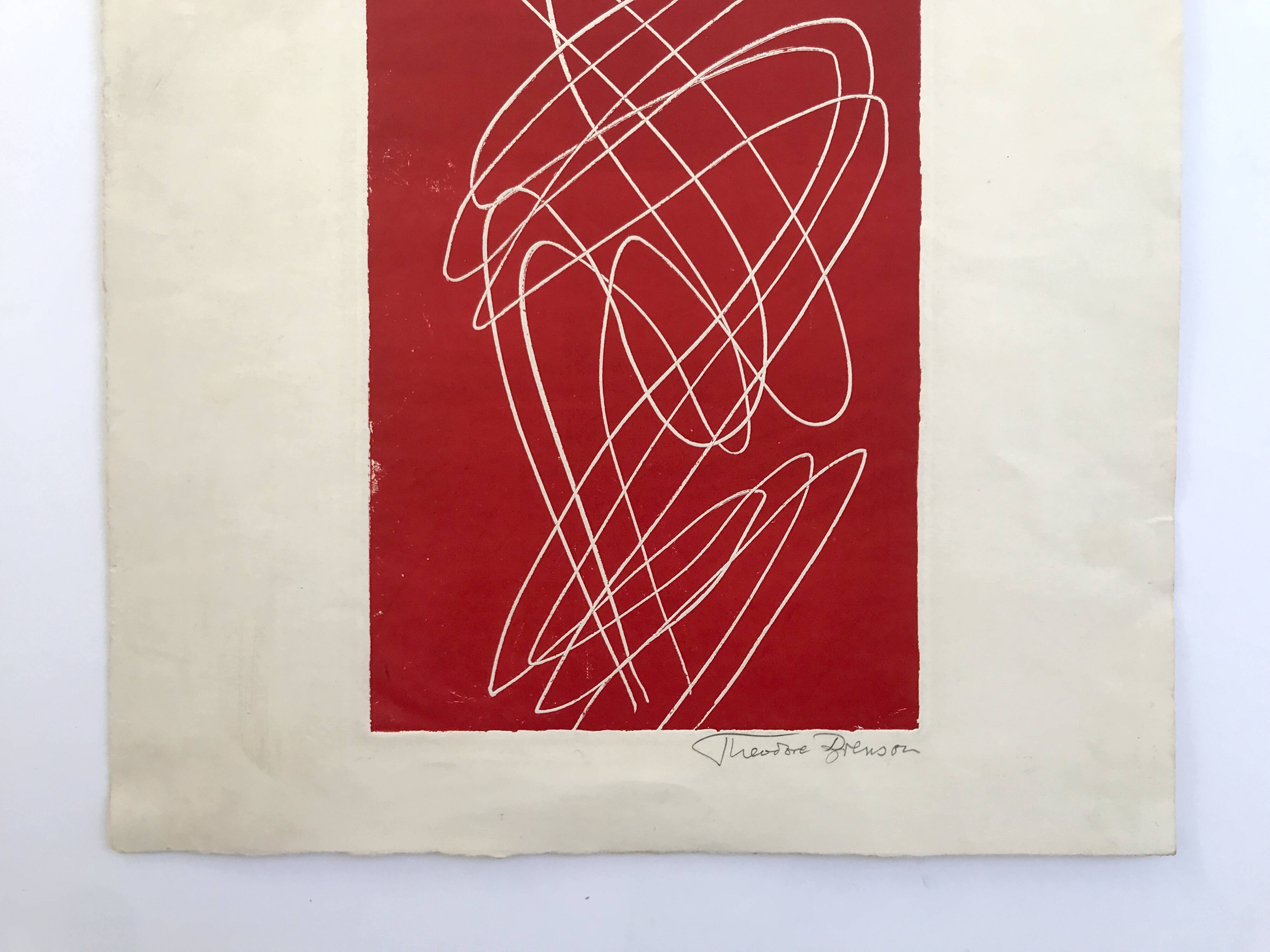 Theodore brenson, untitled, c. 1950. original engraving signed in pencil.