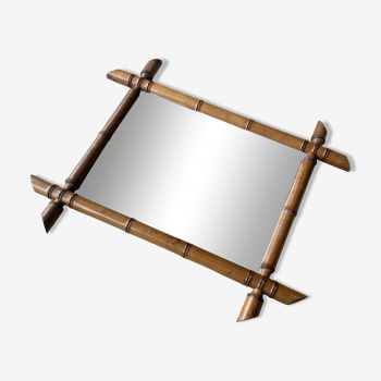 Miroir en bois ancien effet bambou