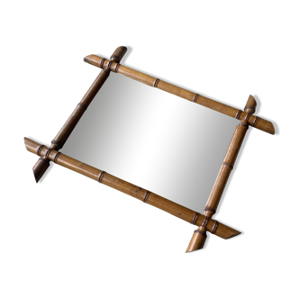 Old bamboo effect wooden mirror