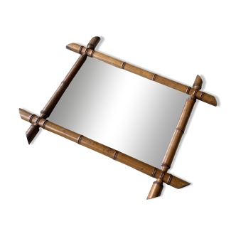 Miroir en bois ancien effet bambou