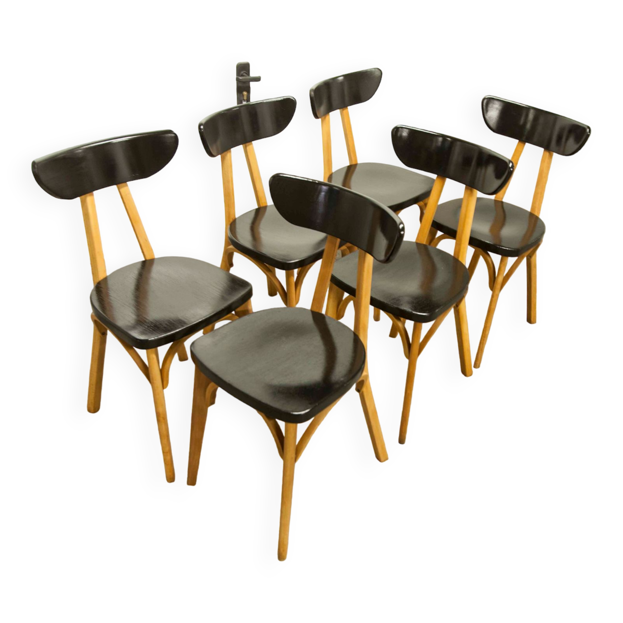 Set of 6 restored Luterma "banana" chairs