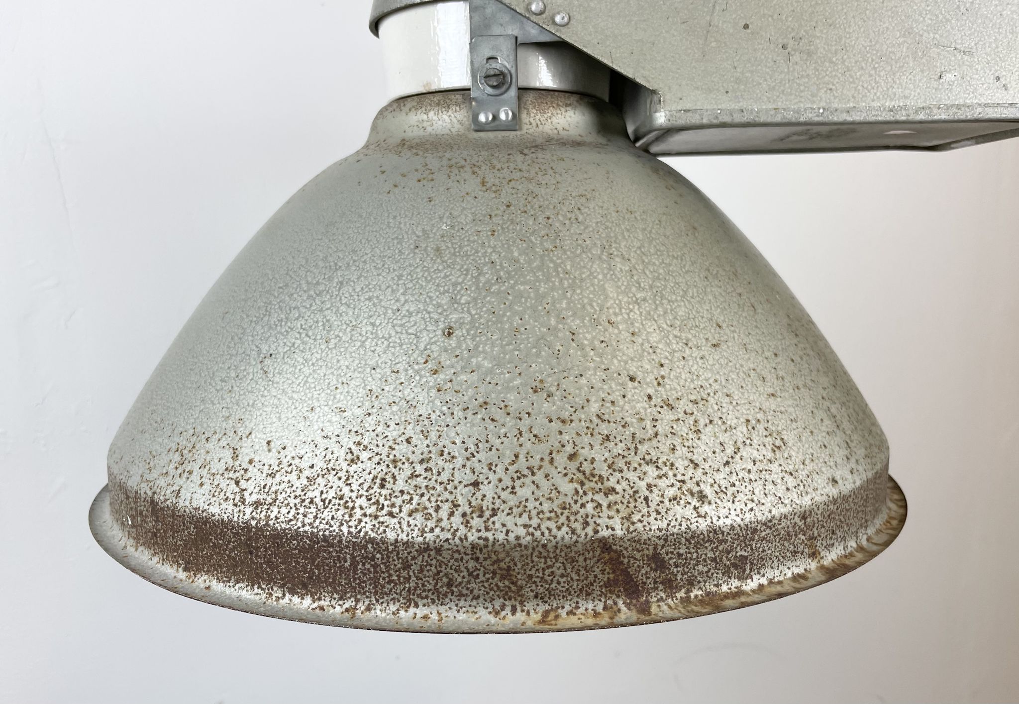 Industrial Factory Pendant Lamp with Frosted Glass Cover, 1970s