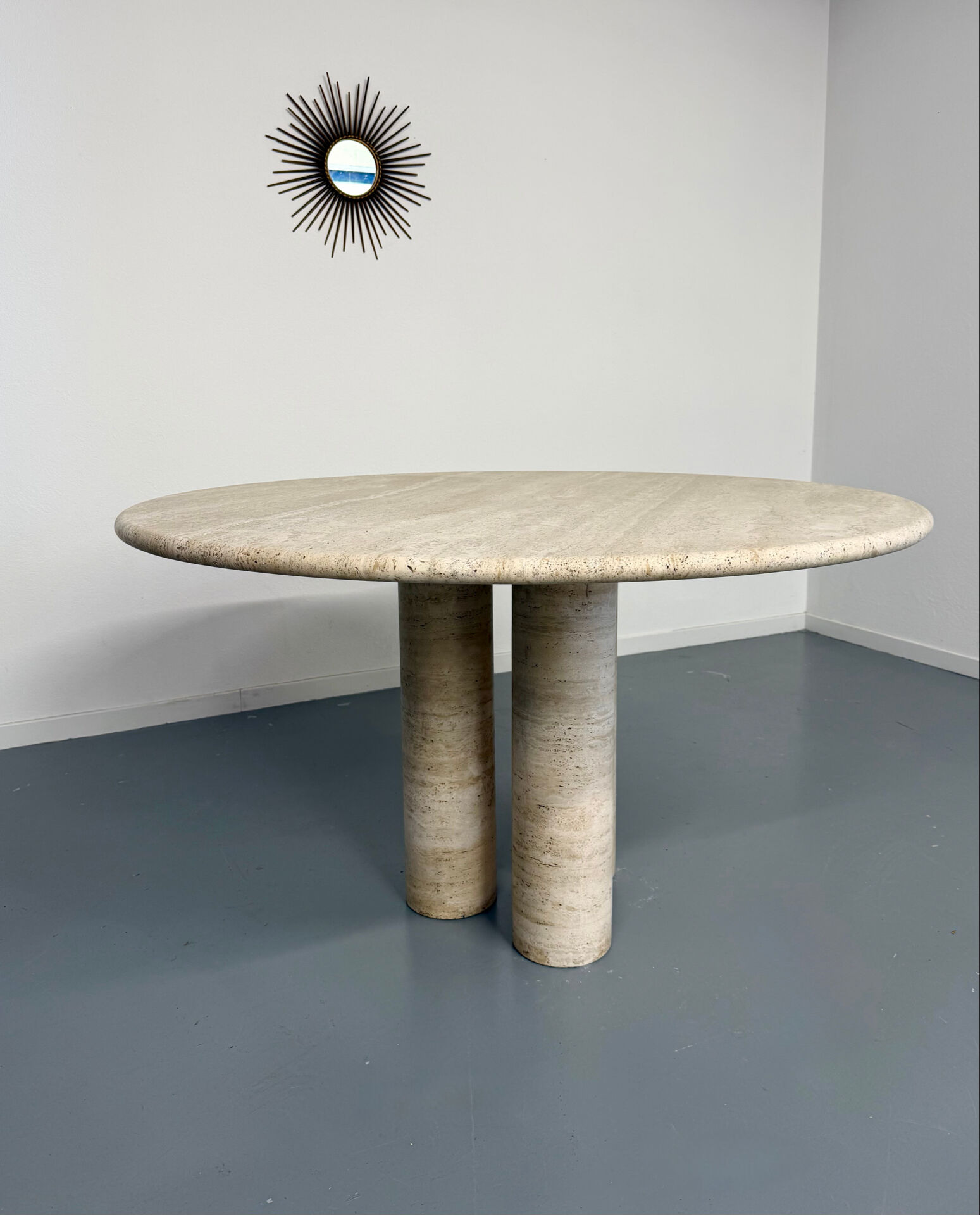 Large dining table Roche Bobois travertine Italian design 1970s