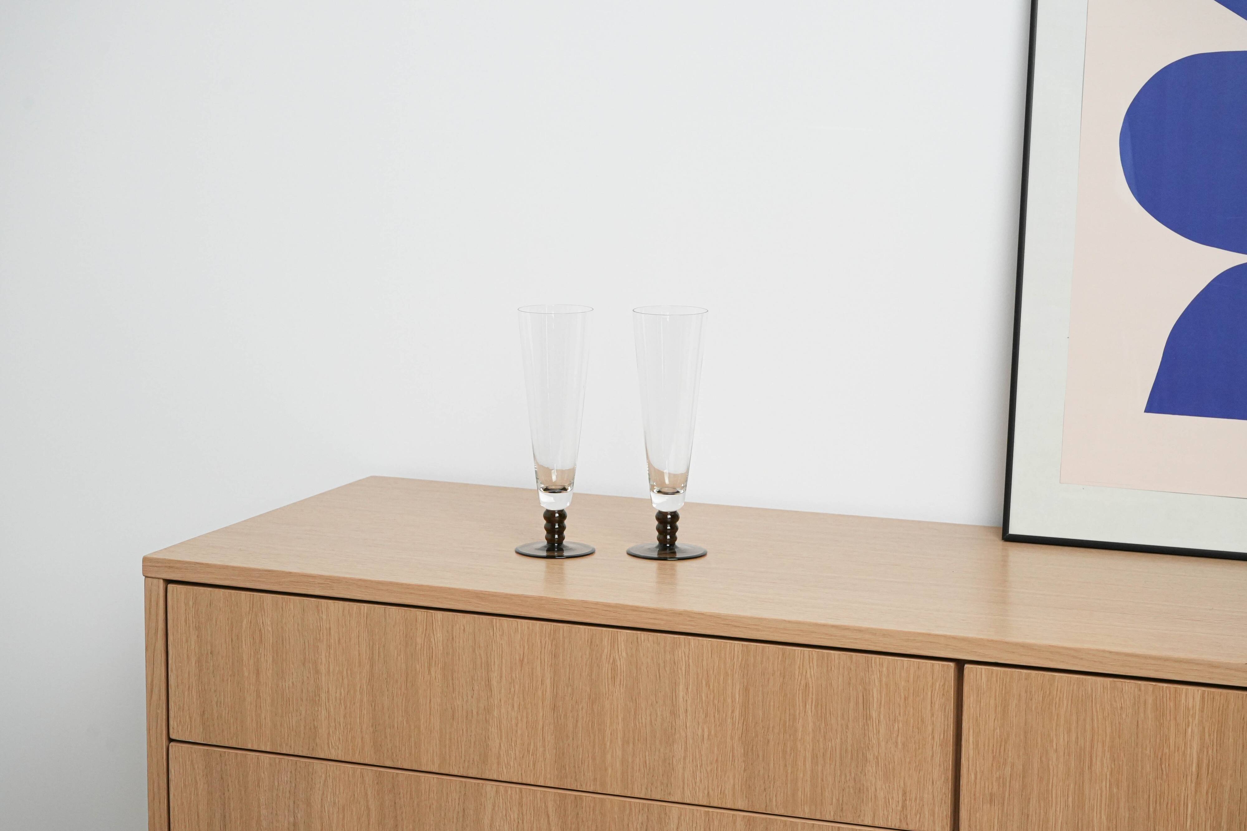 Pair of champagne glasses, Italian design, 1970s, production: Italy