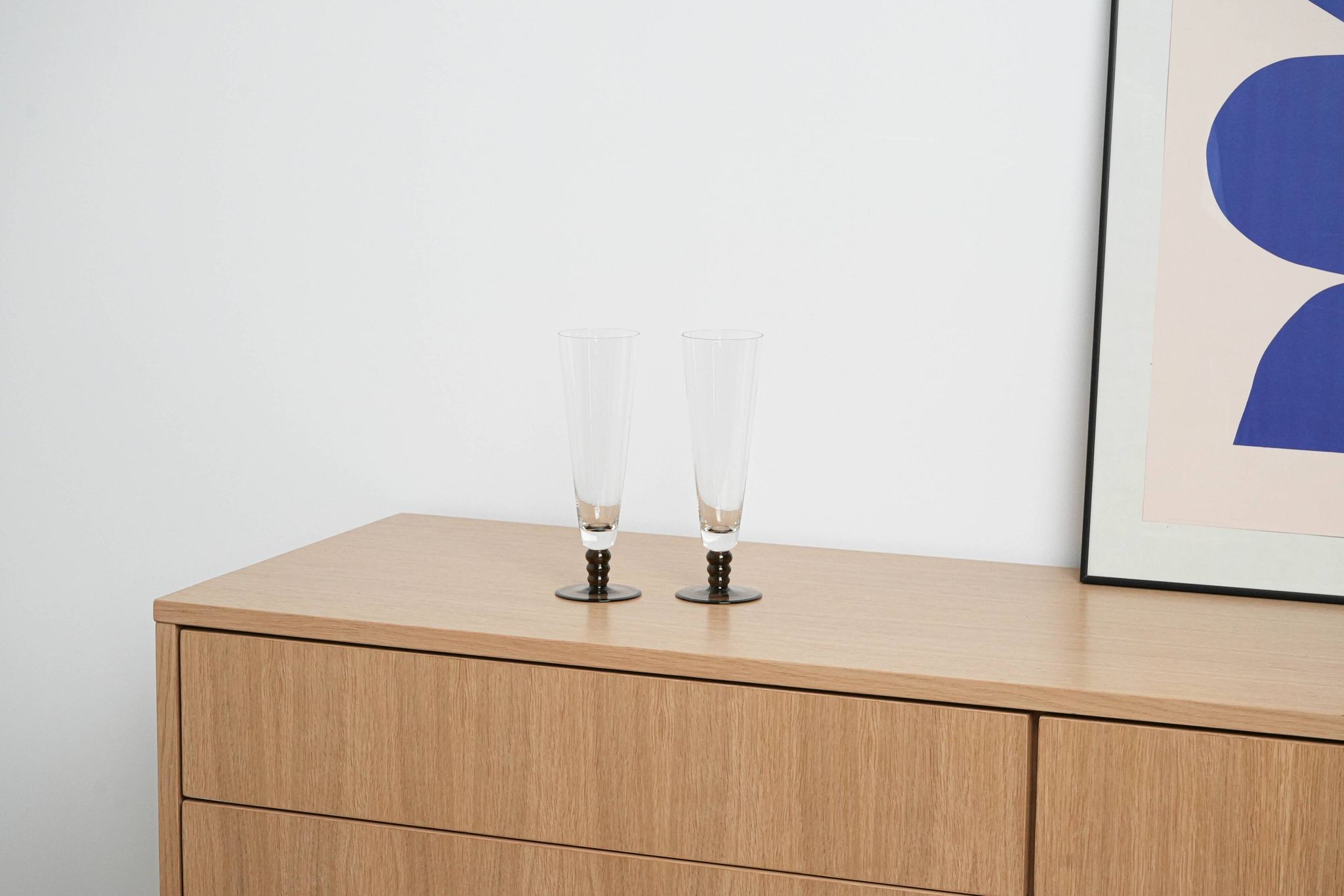 Pair of champagne glasses, Italian design, 1970s, production: Italy
