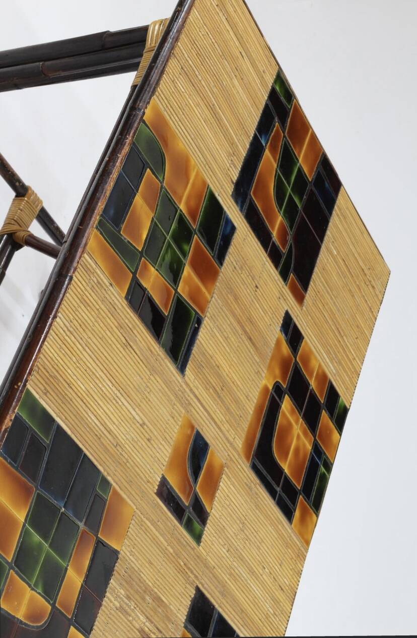 Adrien audoux & frida minet (20th century), dining table in stained rattan,