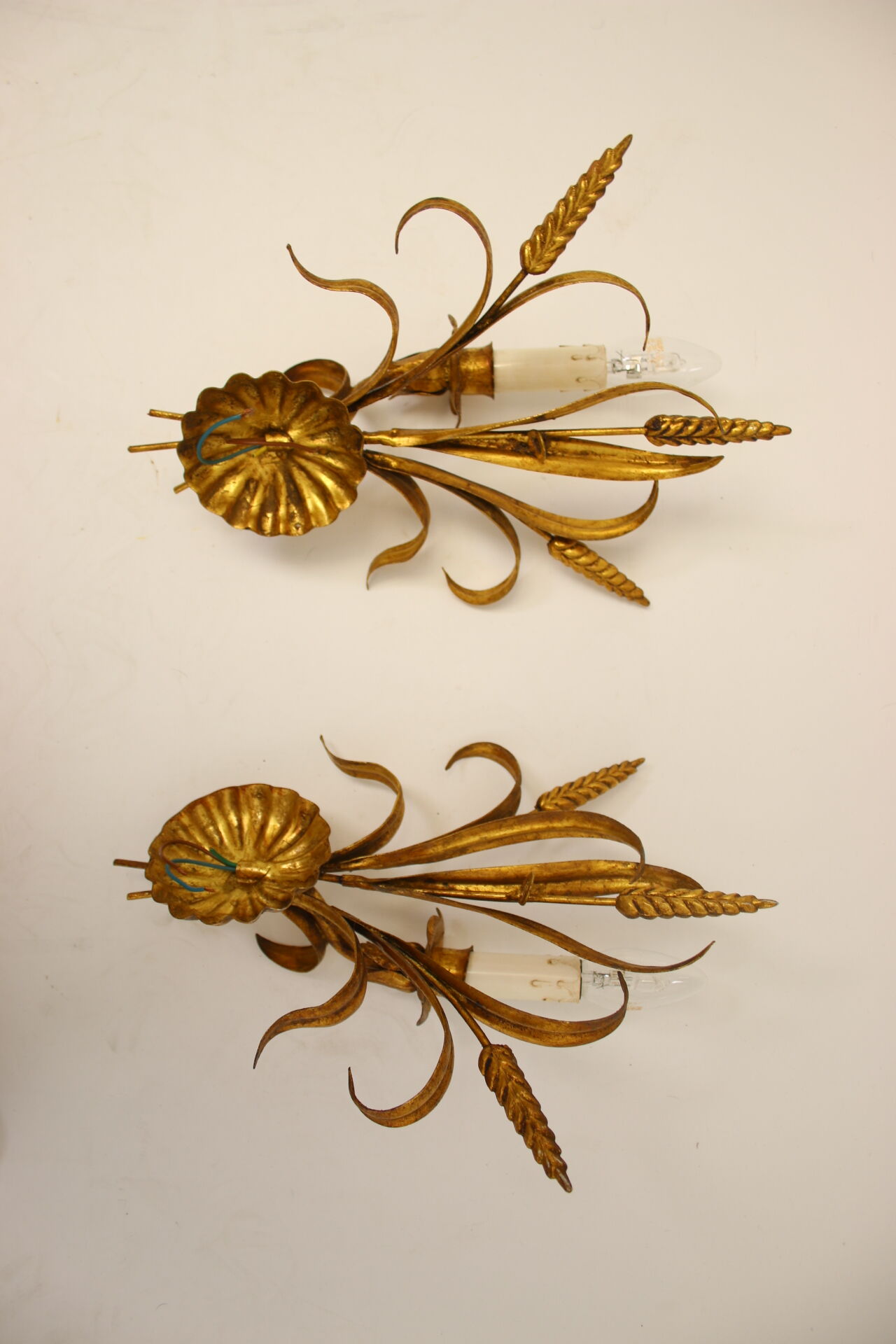 Hollywood Regency Gilt Metal Wall Lamps by Hans Kögl, 1960s, Set of 2