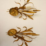 Hollywood Regency Gilt Metal Wall Lamps by Hans Kögl, 1960s, Set of 2