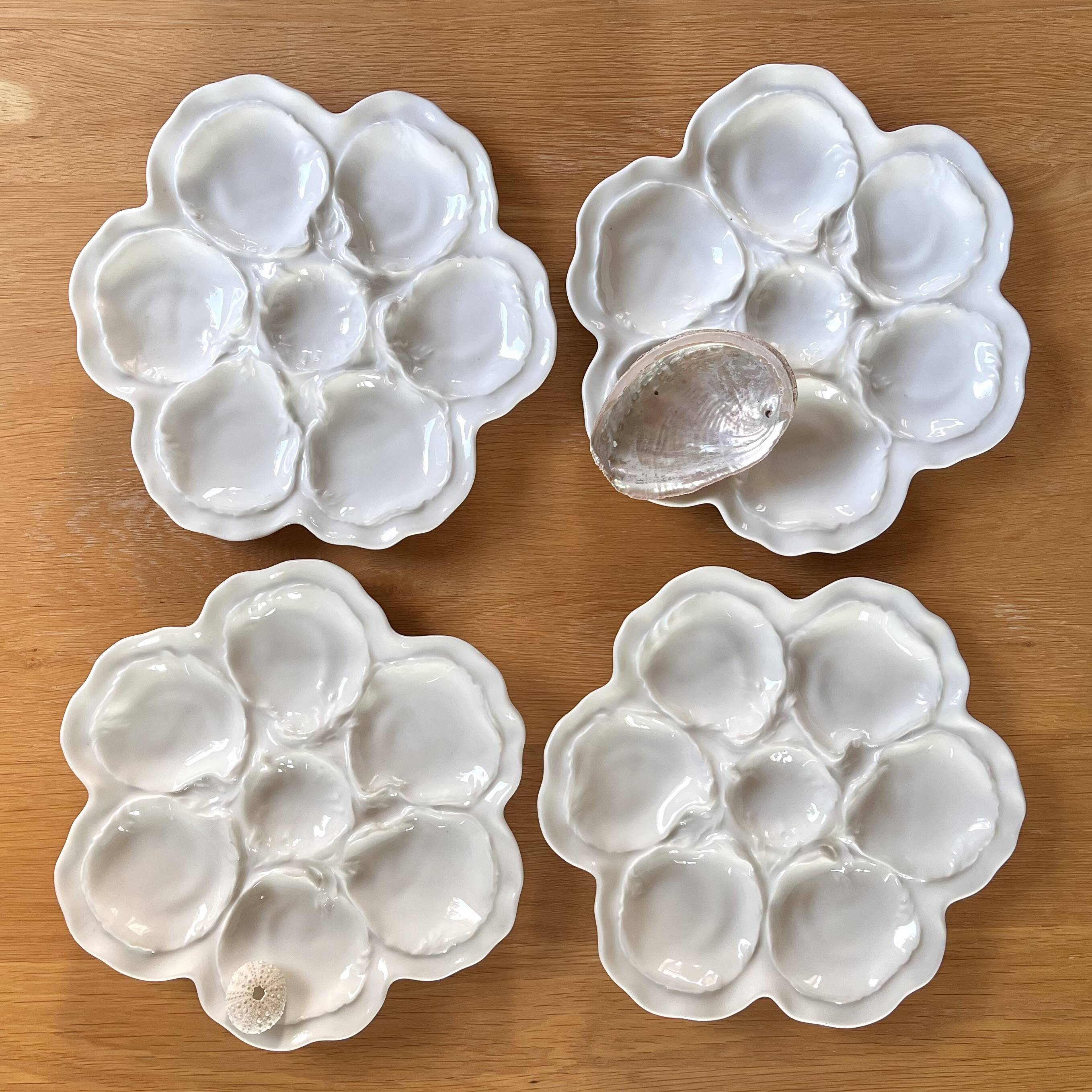 4 Limoges porcelain oyster plates