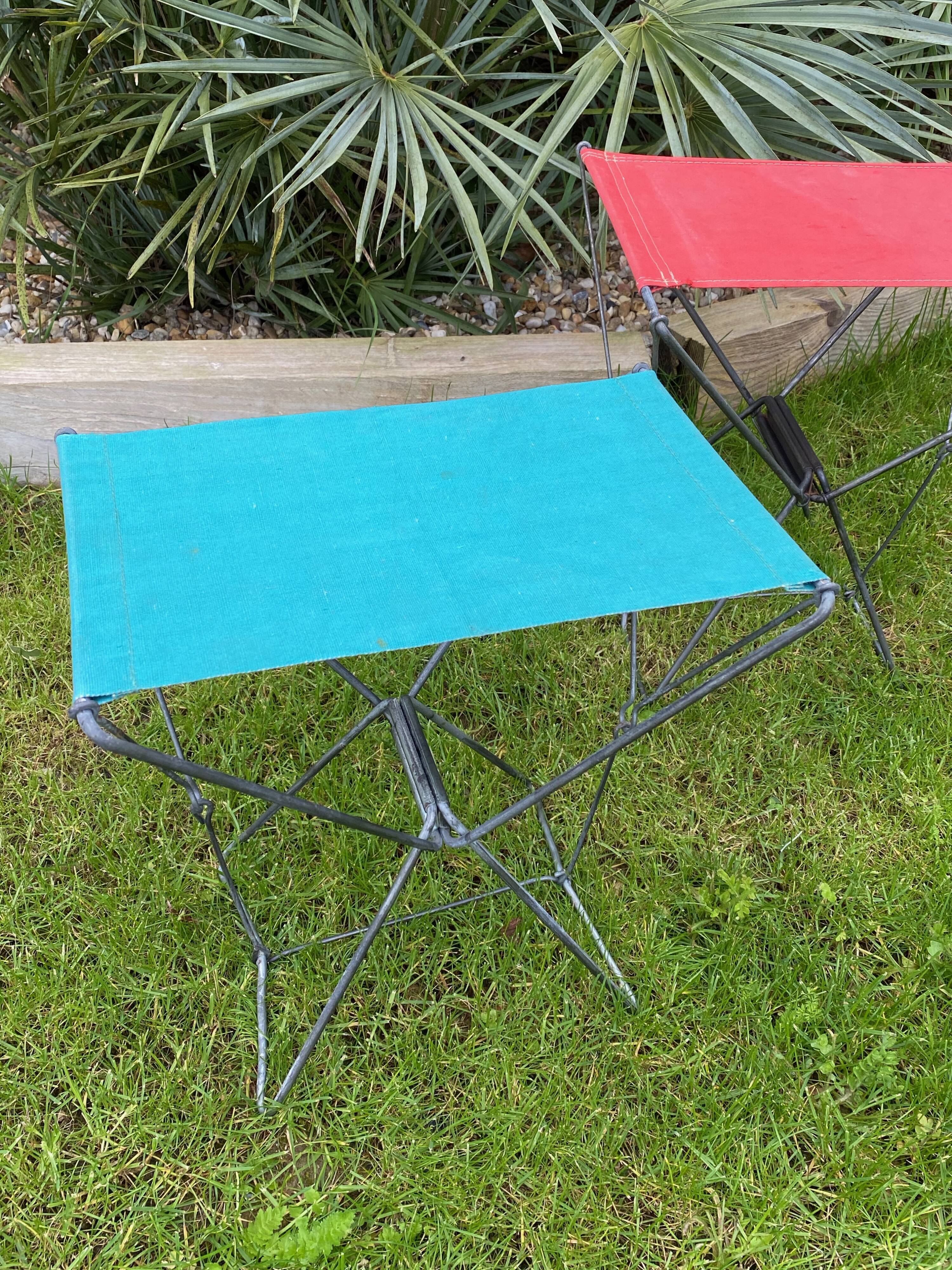 Blue folding stool 60s