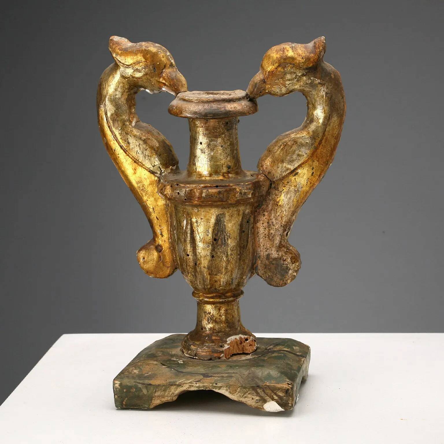 Antique vases in gilded and lacquered wood, Italy, 19th century
