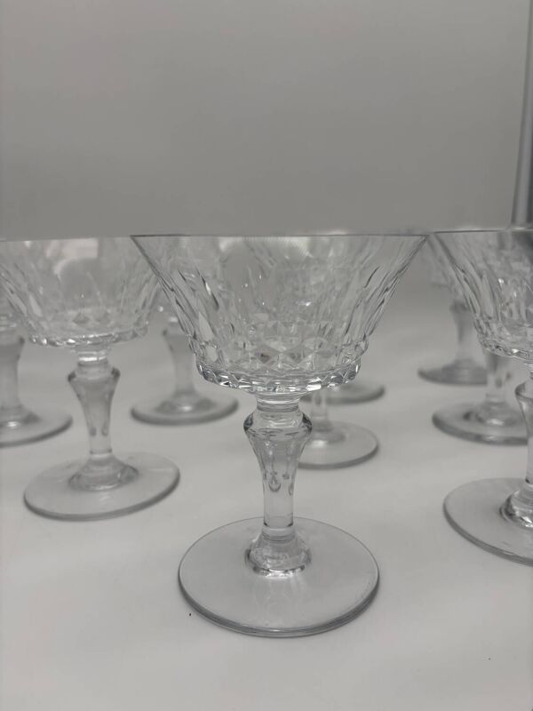 10 coupes à champagne en cristal, Baccarat, model Picadilly, France