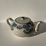 Green and blue teapot floral motif Badonviller