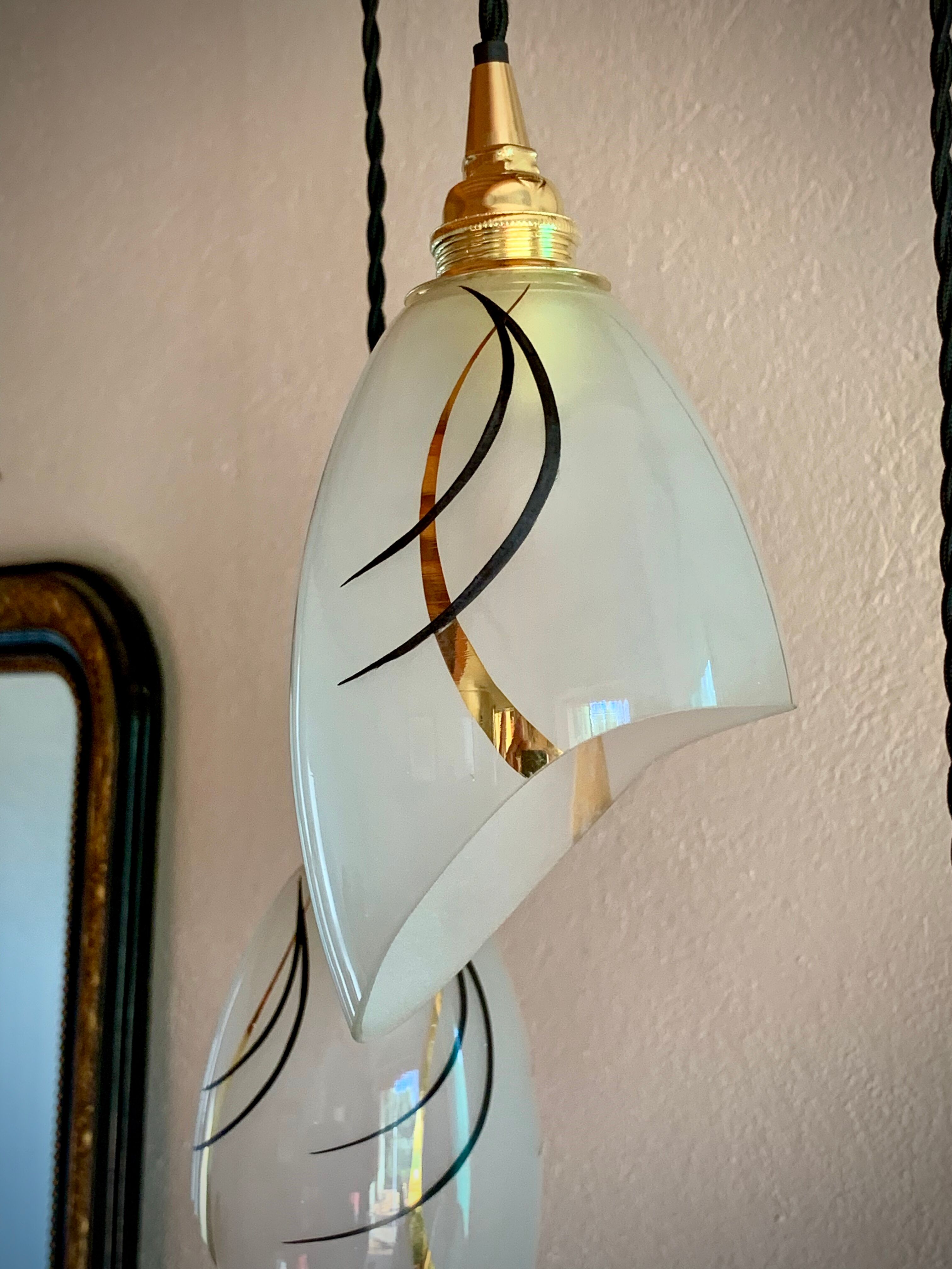 Suspension waterfall art deco tulips glass