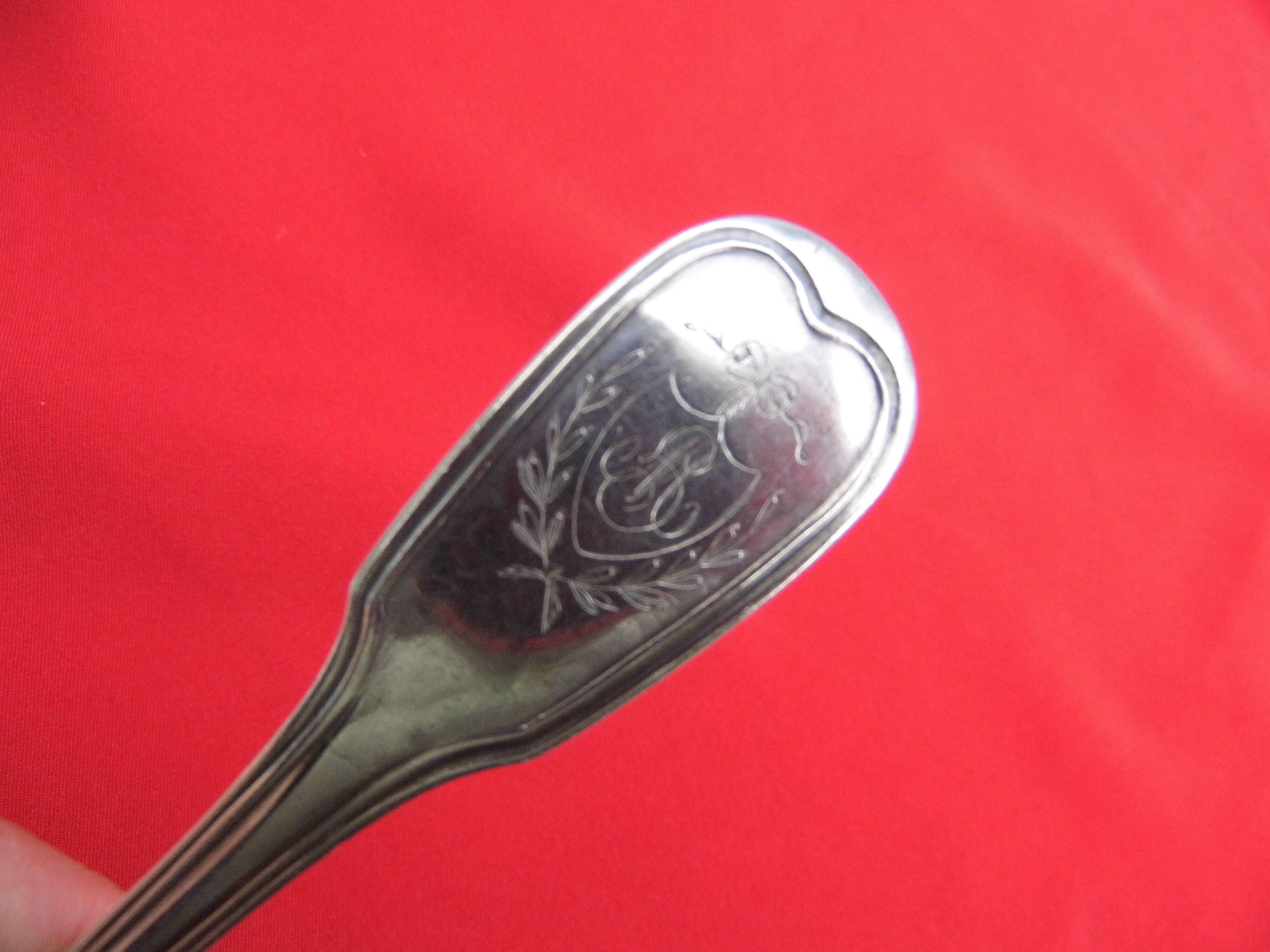 Sugar spoon, sprinkler, solid silver rooster punch, early nineteenth century