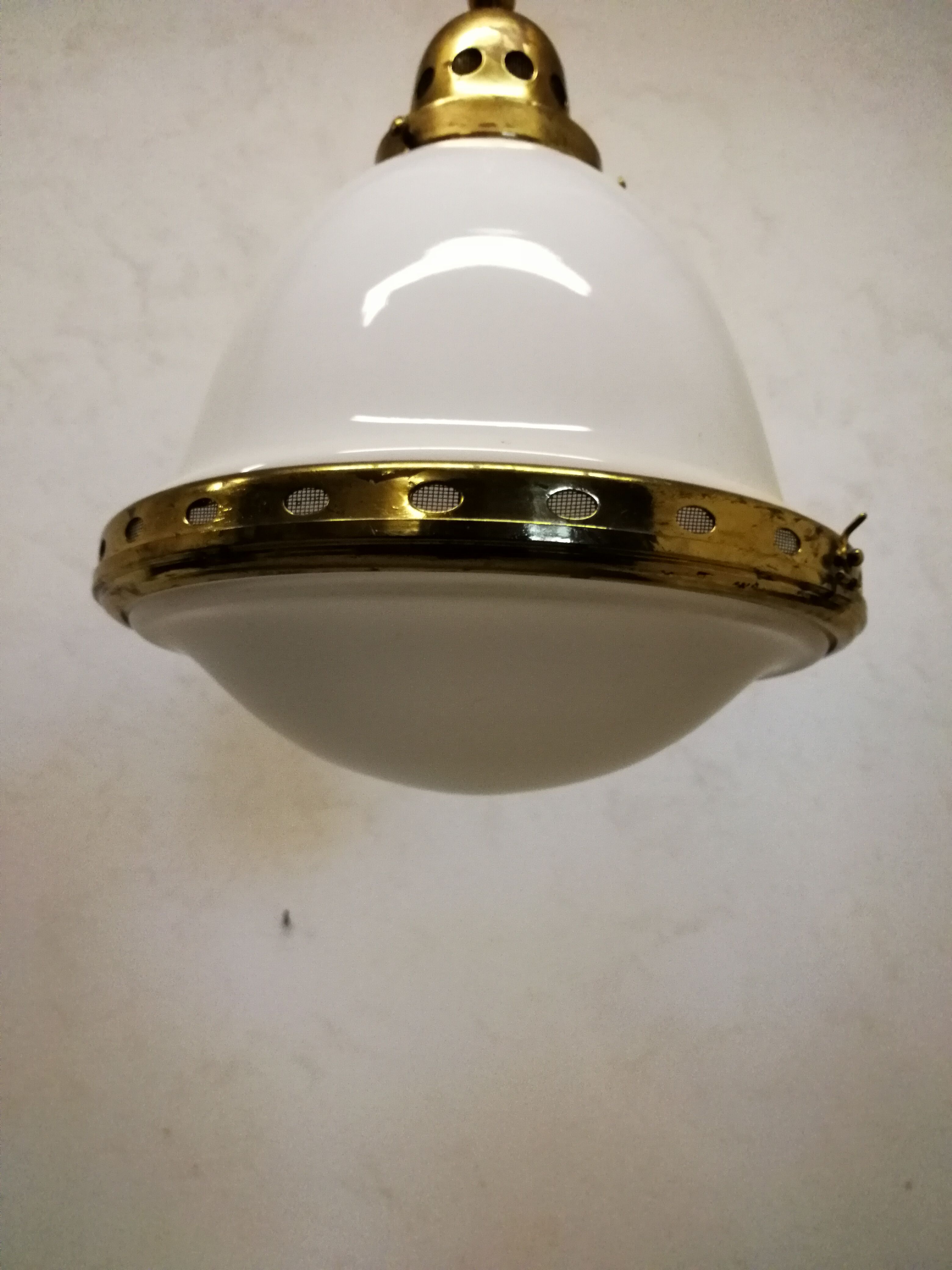 Brass and opaline hanging lamp
