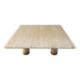 Table basse carrée en travertin, Angelo Mangiarotti, Italy, 1970s