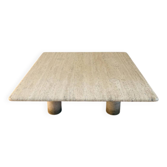Square travertine coffee table, Angelo Mangiarotti, Italy, 1970s