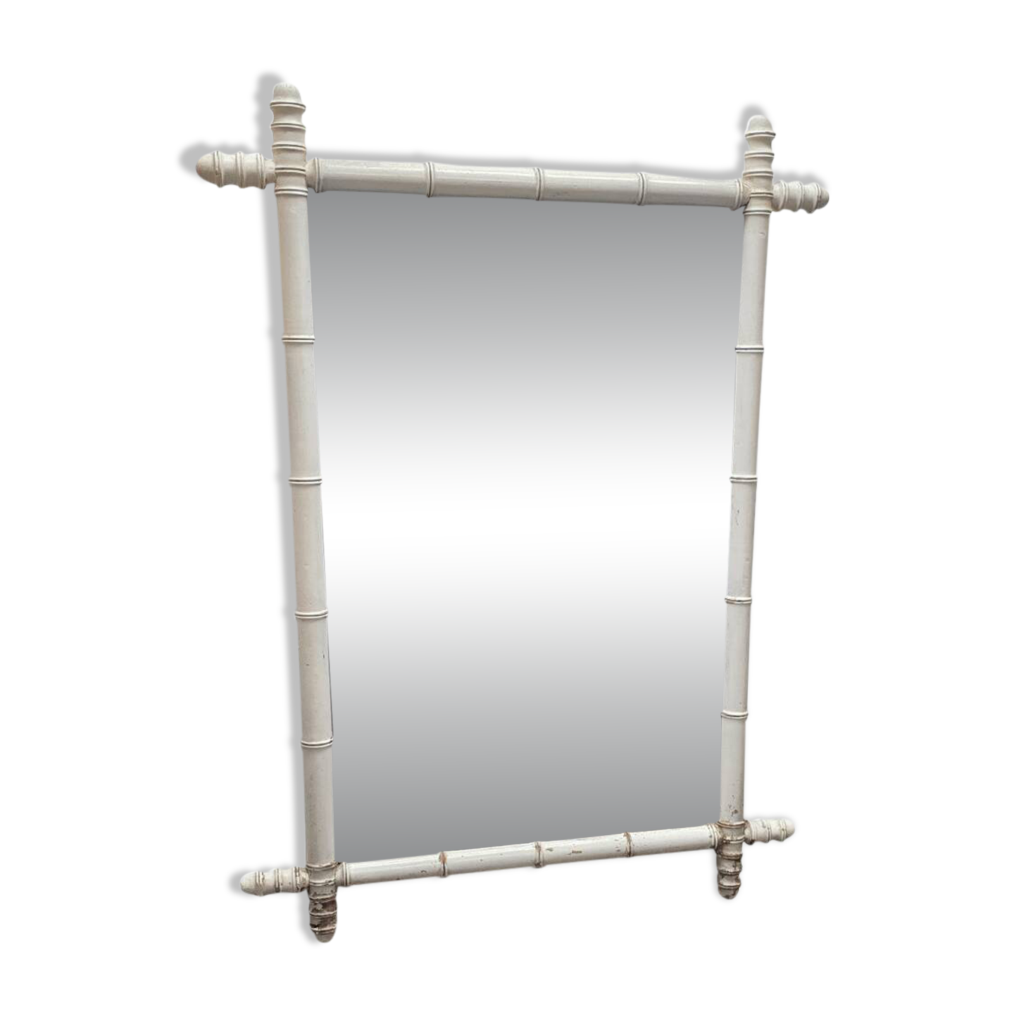 Vintage White Faux Bamboo Mirror, 1930/40s