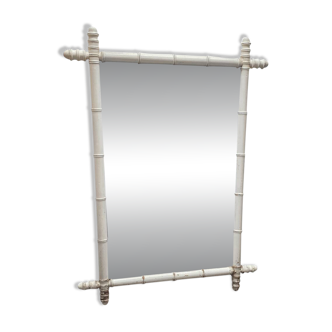 Vintage White Faux Bamboo Mirror, 1930/40s