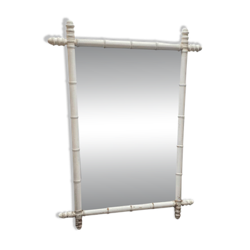 Vintage White Faux Bamboo Mirror, 1930/40s