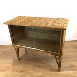 Vintage French Bamboo Display Cabinet, 1960s