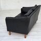 1970s, Danish 2-seater sofa, original black furniture leather, teak wood.
