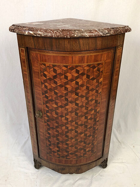 Fully inlaid neck cabinet, eighteenth-century marble top